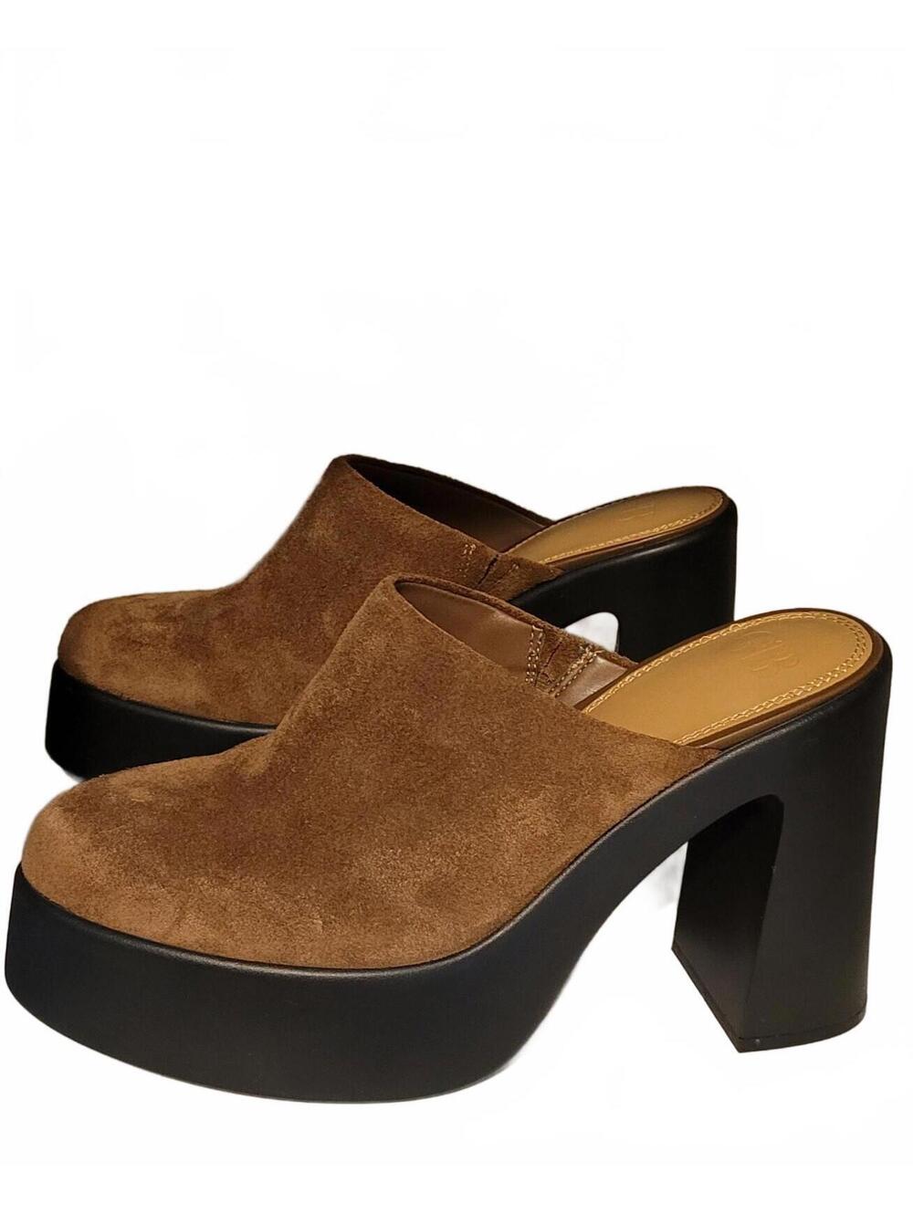 Gianni Bini Women's Bono Brown Suede Clog Platform Mules Classy Sexy Shoes 9M